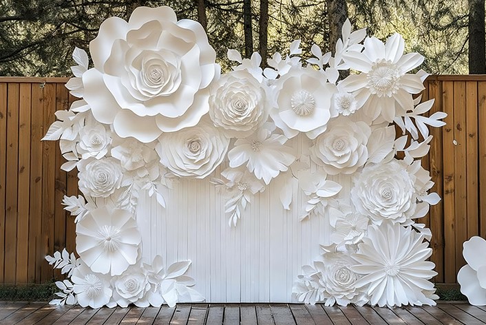 White paper flower wall White paper flower wall